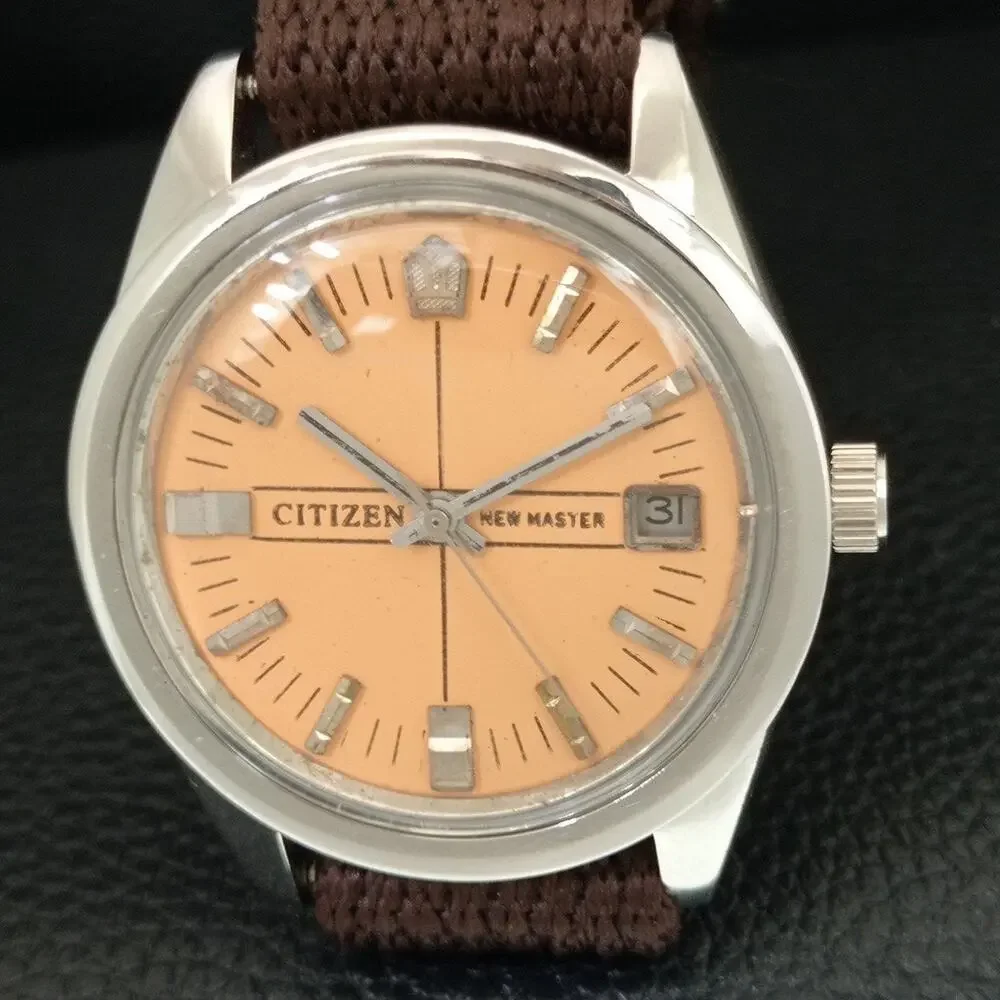 Vintage 1978 Citizen Manual Mens Silver Watch W/daydate & Orange accents